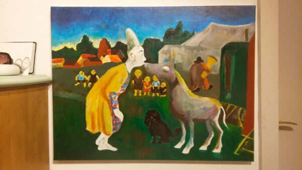 Storm P - Clown kisses a donkey